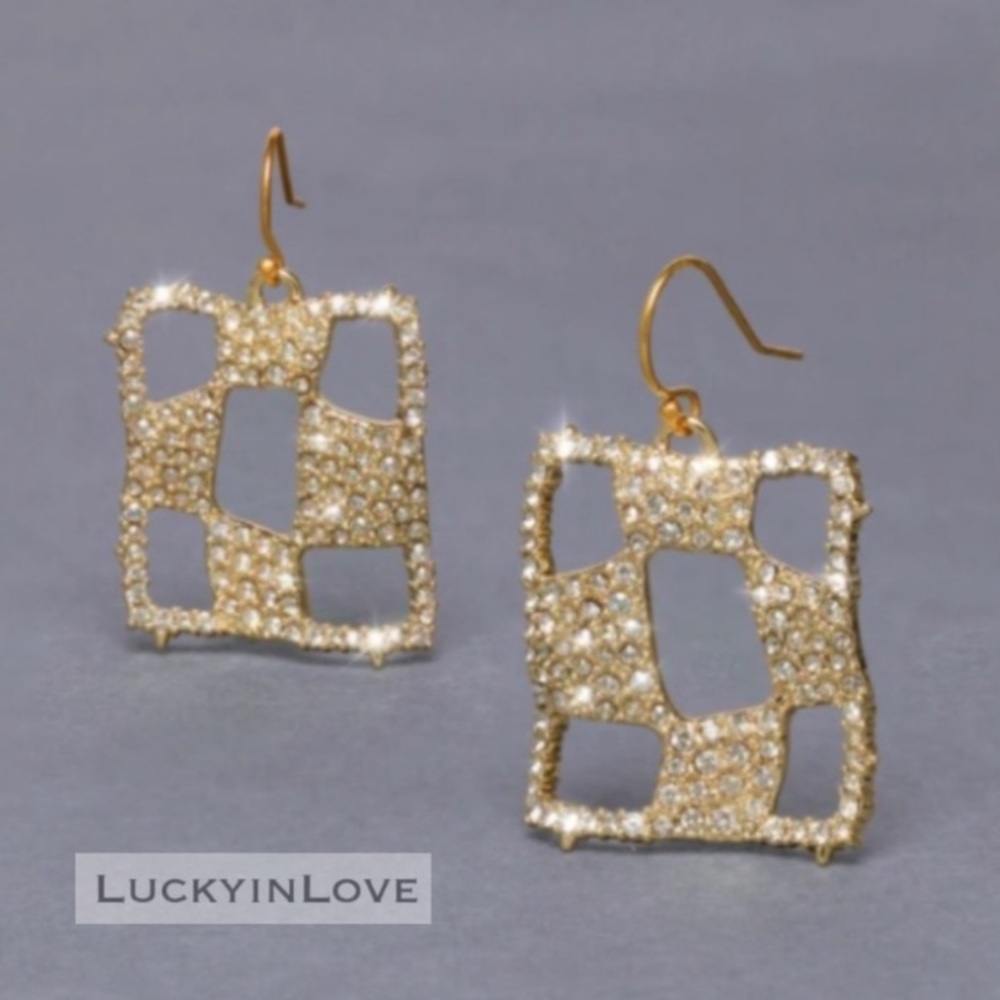 ALEXIS BITTAR • Gold Georgian Checkerboard Pavé Crystal “Diamond” Ring - Picture 9 of 11